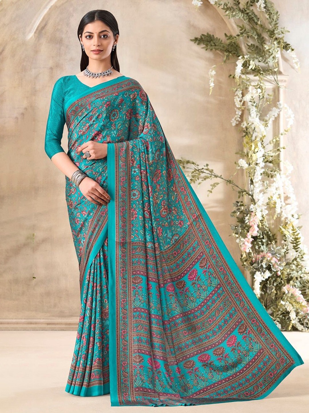 

Reboot Fashions Bandhani Pure Crepe Bandhani Saree, Blue