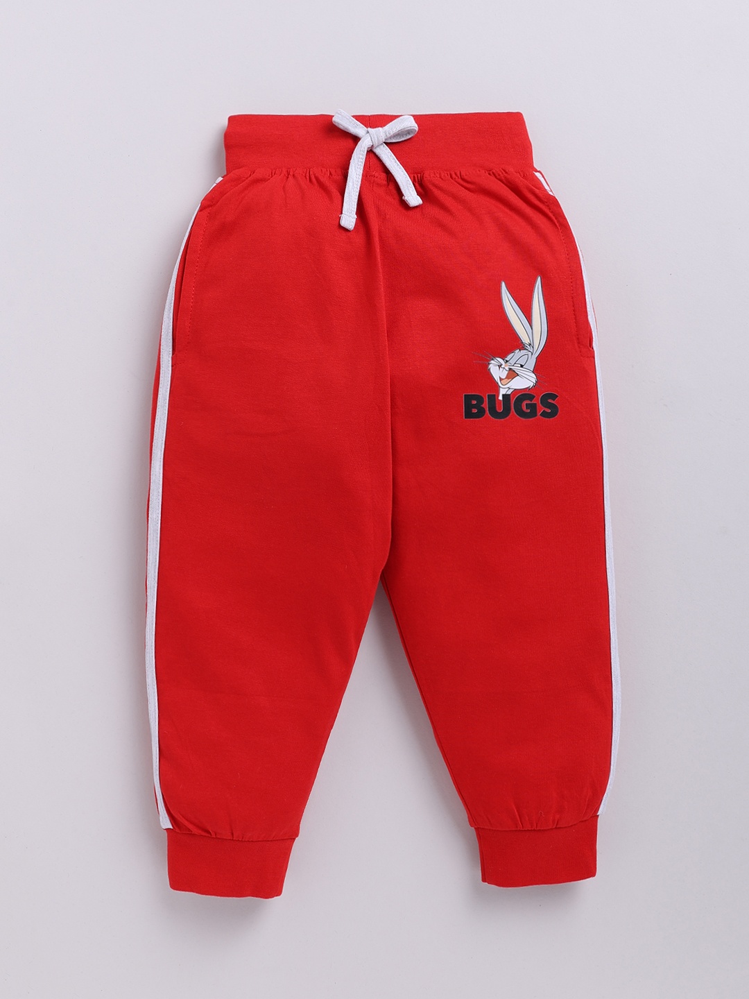 

YK X Minute Mirth Boys Graphic Printed Pure Cotton Joggers, Red