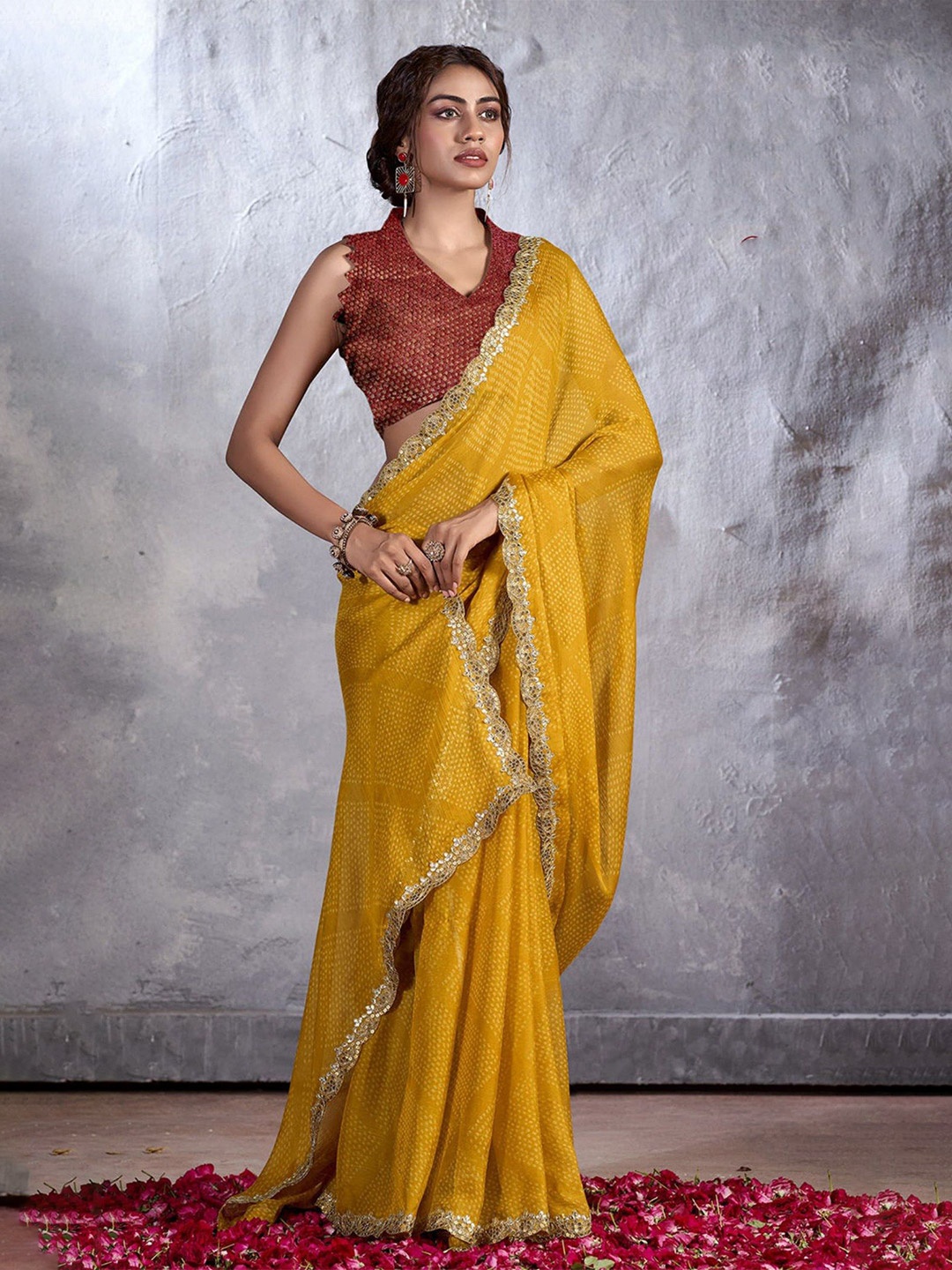 

MySilkLove Bandhani Gotta Patti Pure Georgette Designer Saree, Purple