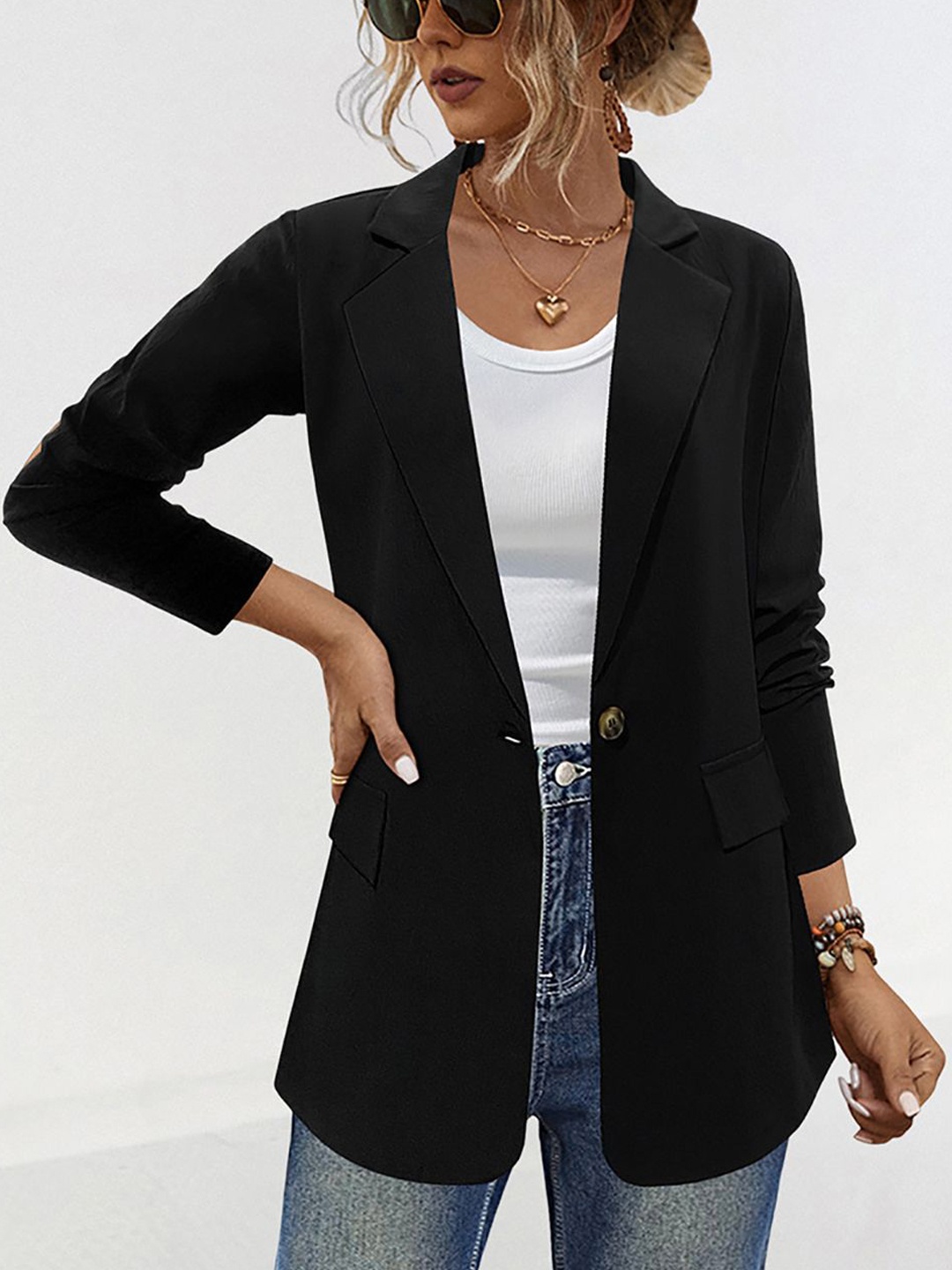 

StyleCast x Revolte Women Floral Windcheater Longline Open Front Jacket, Black