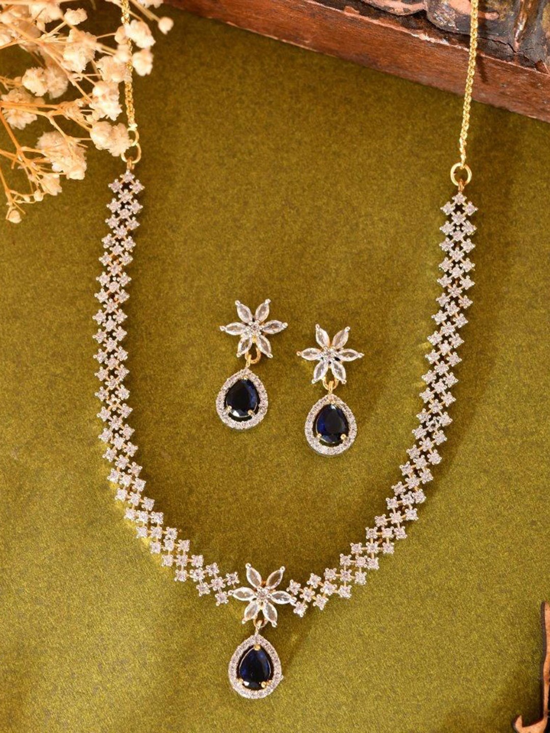 

VOJ Gold-Plated American Diamond Studded Jewellery Set