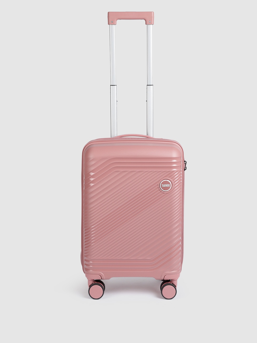 

Teakwood Leathers Stripes Textured Hard Sided Cabin Size Trolley Bag- 38L, Pink