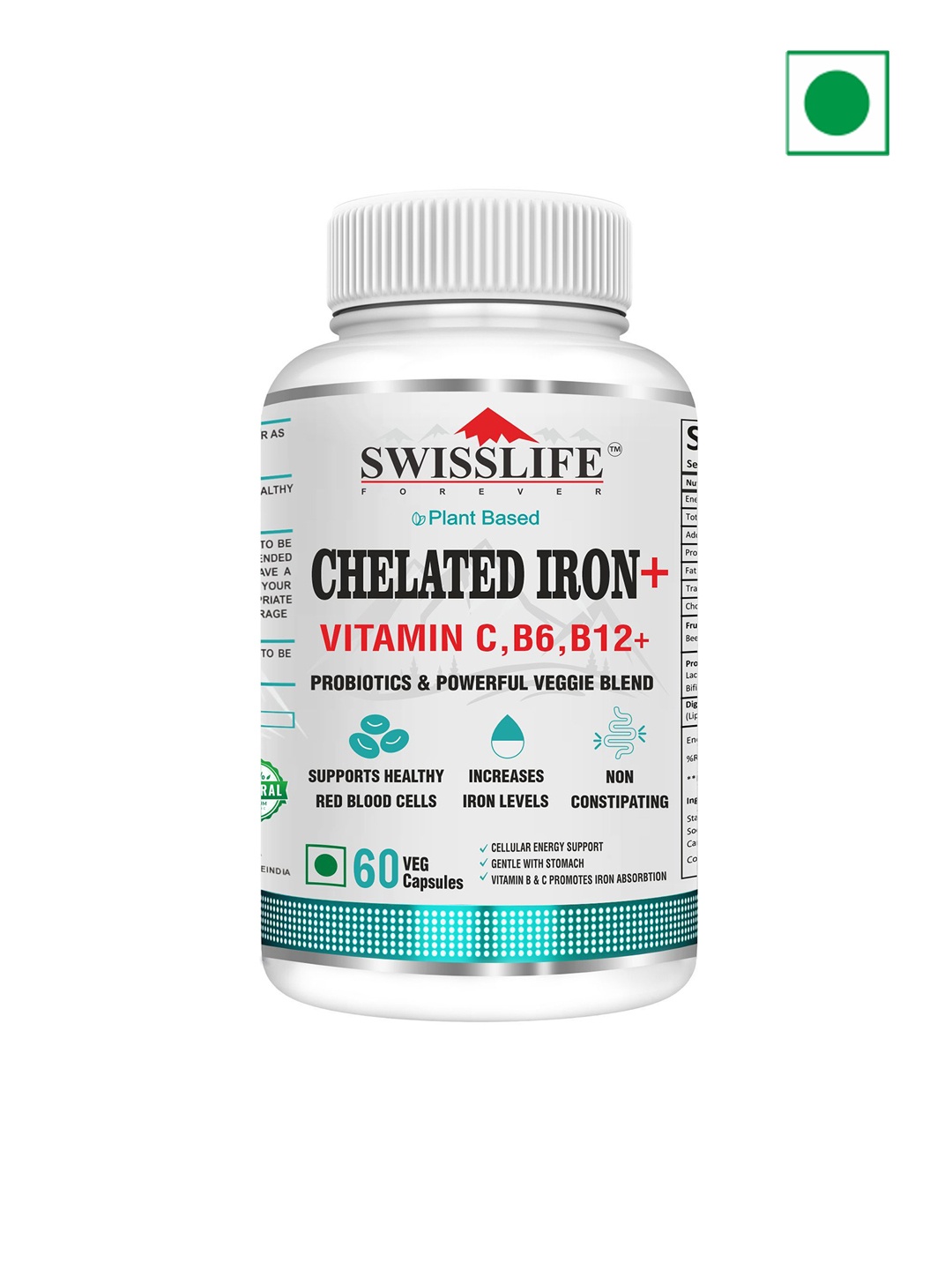 

Swisslife Forever Chelated Iron + Vitamin C Capsules - 60 Capsules, White