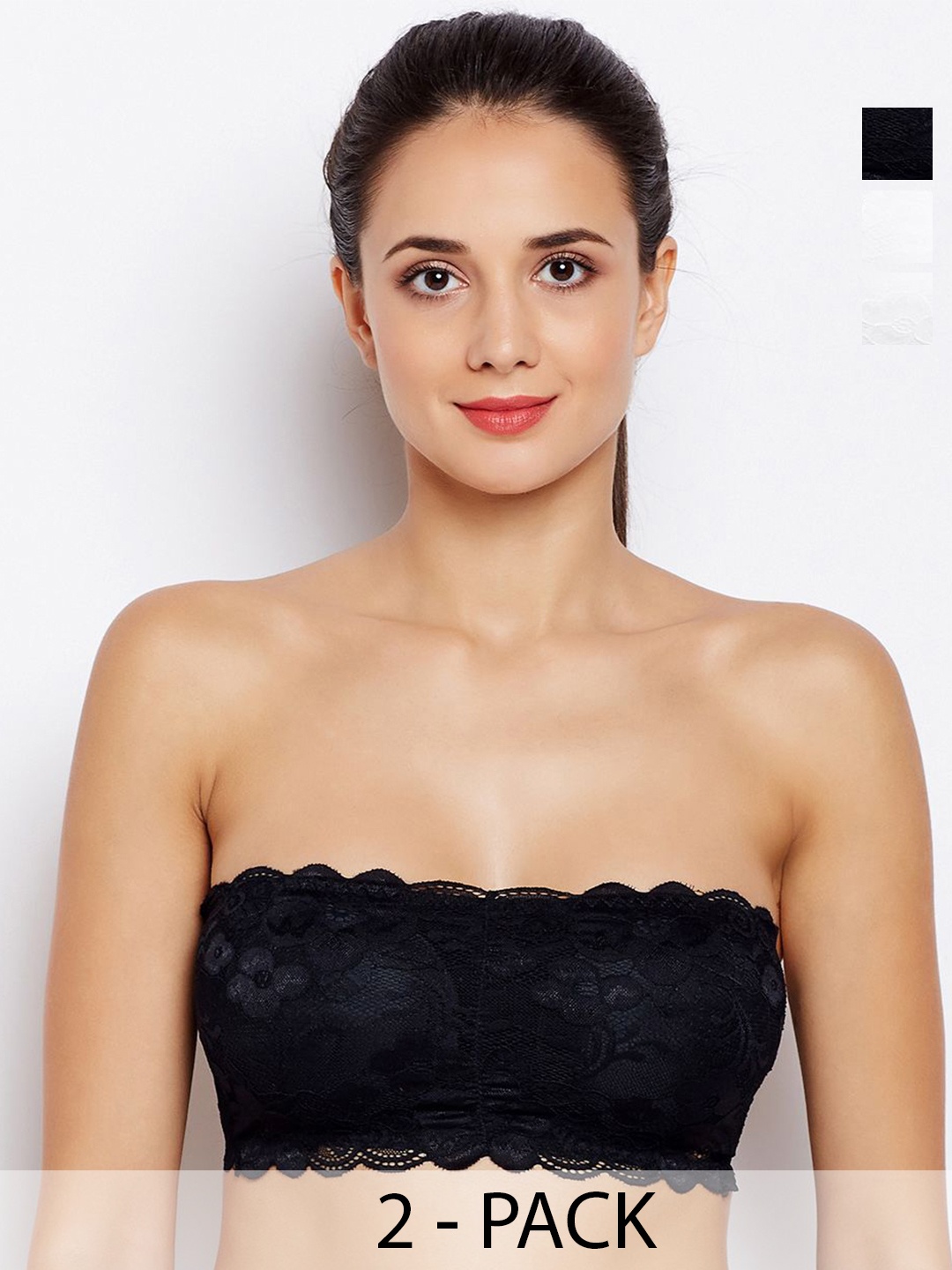 

JMT Wear Floral Bandeau Bra Half Coverage, Black