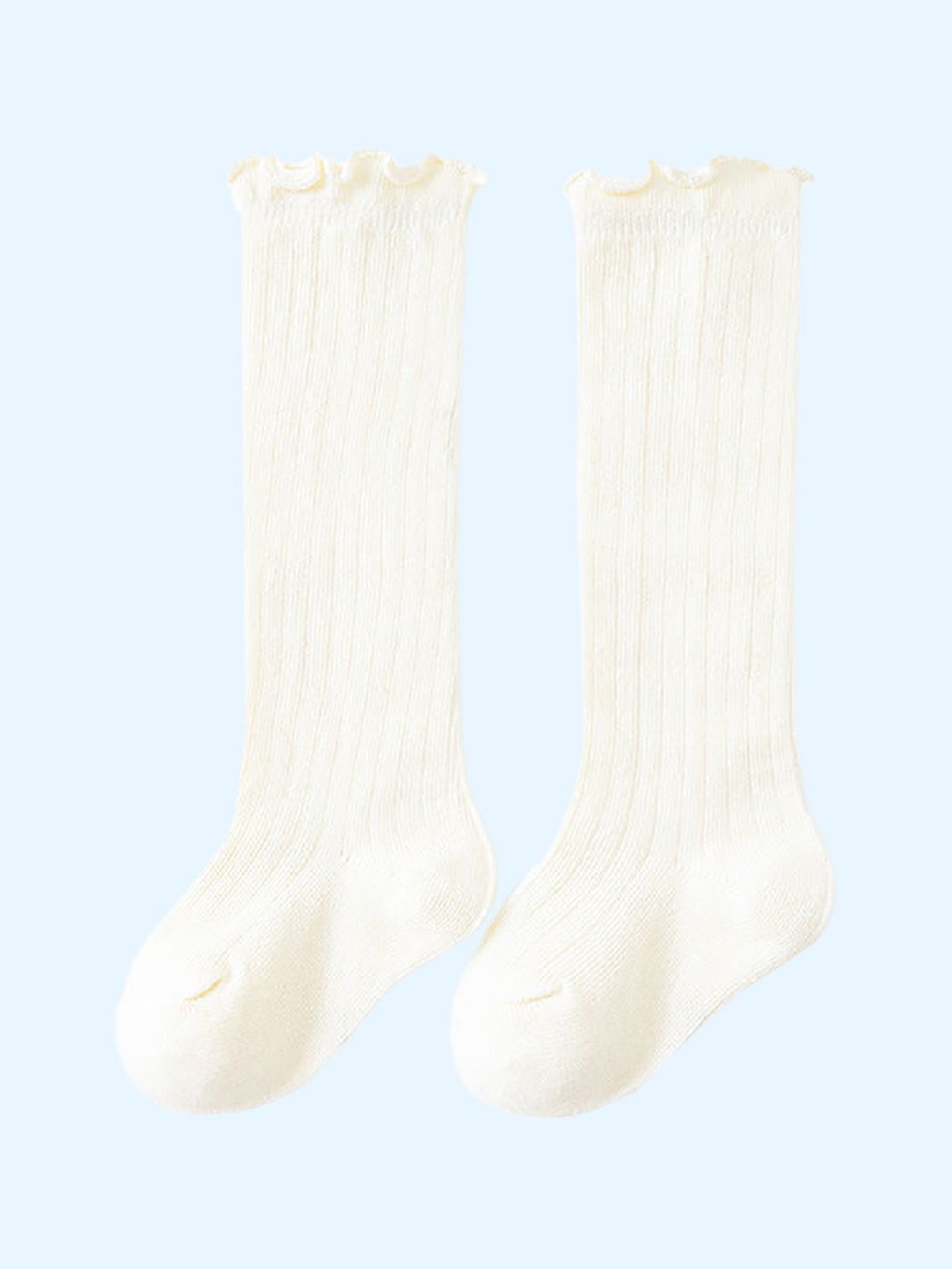 

SYGA Kids Above Knee-Length Cotton Socks, Off white