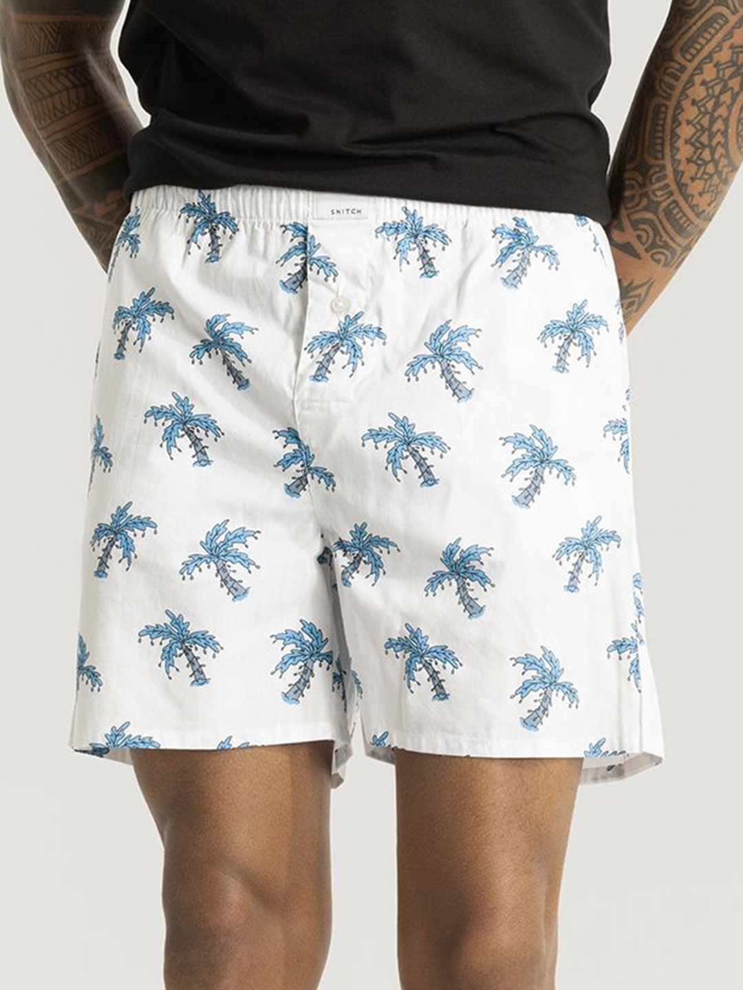 

Snitch Men Printed Pure Cotton Boxers 4MSBX9249-01-L, White