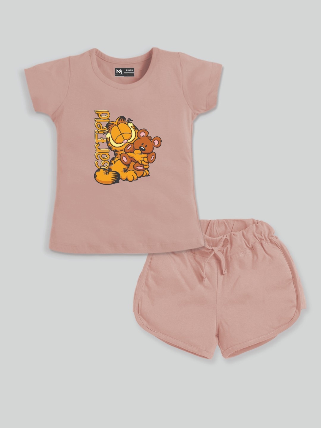 

YK X Minute Mirth Infant Girls Printed Pure Cotton Tshirt with Shorts, Pink