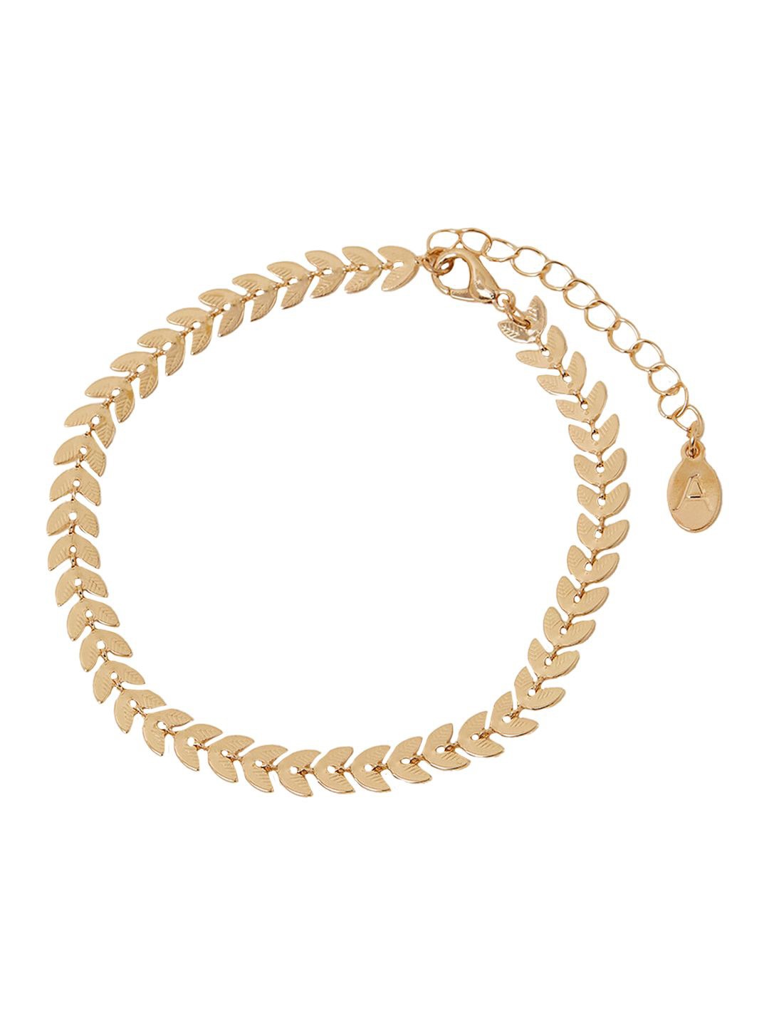 

Accessorize Leaf Chain Single Anklet, Gold