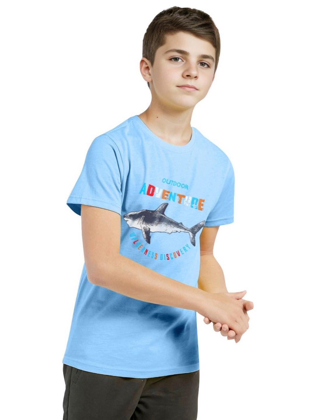 

BAESD Boys Graphic Printed Round Neck Cotton T-shirt, Blue