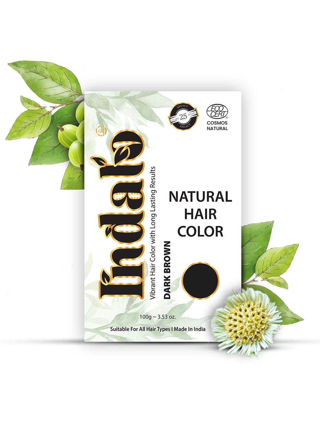 

INDALO Set of 3 Ammonia Free Natural Hair Colour with Amla & Brahmi 100g Each - Dark Brown