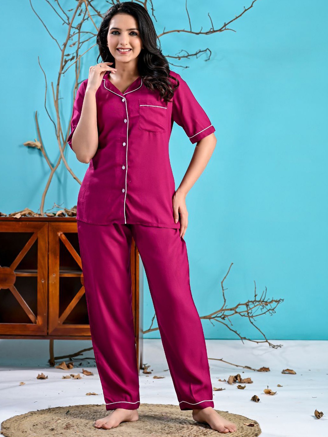 

GORDHAN Women Night suit, Maroon