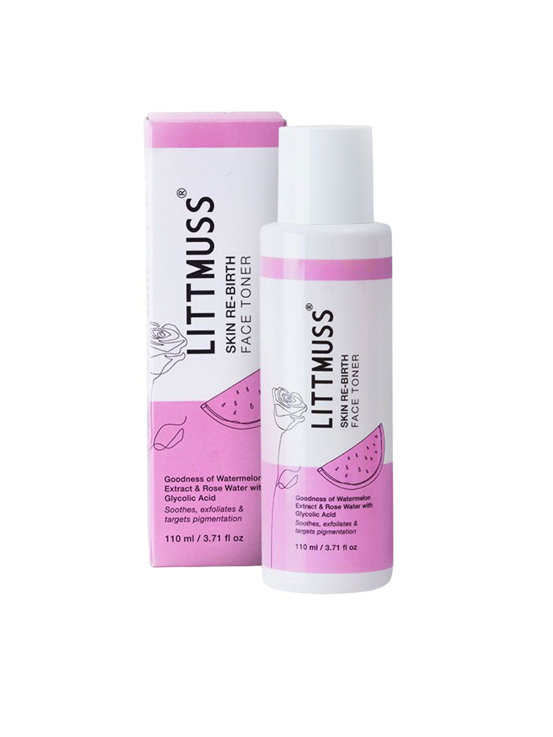 

LITTMUSS Skin Re-Birth Face Toner with Watermelon Rose Water & Glycolic Acid - 110ml, Pink