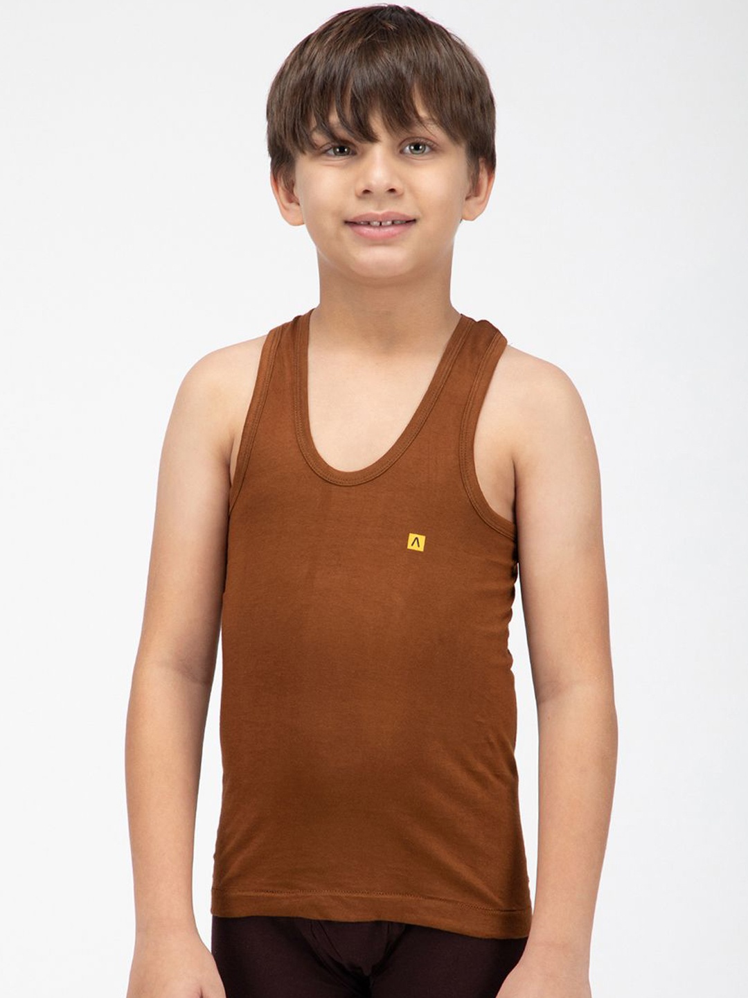 

AMUL COMFY Boys Scoop Neck Innerwear Vests AC-CSRN-VE-LB-35-1PC, Brown