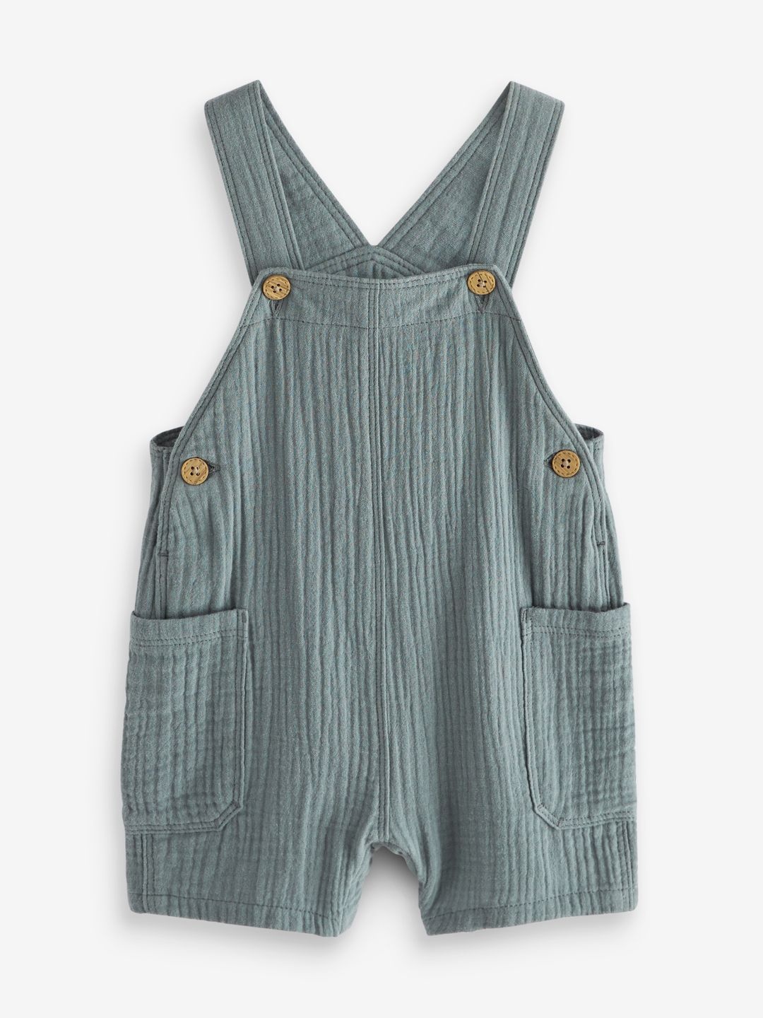 

NEXT Infant Boys Dungaree Style Pure Cotton Rompers, Grey