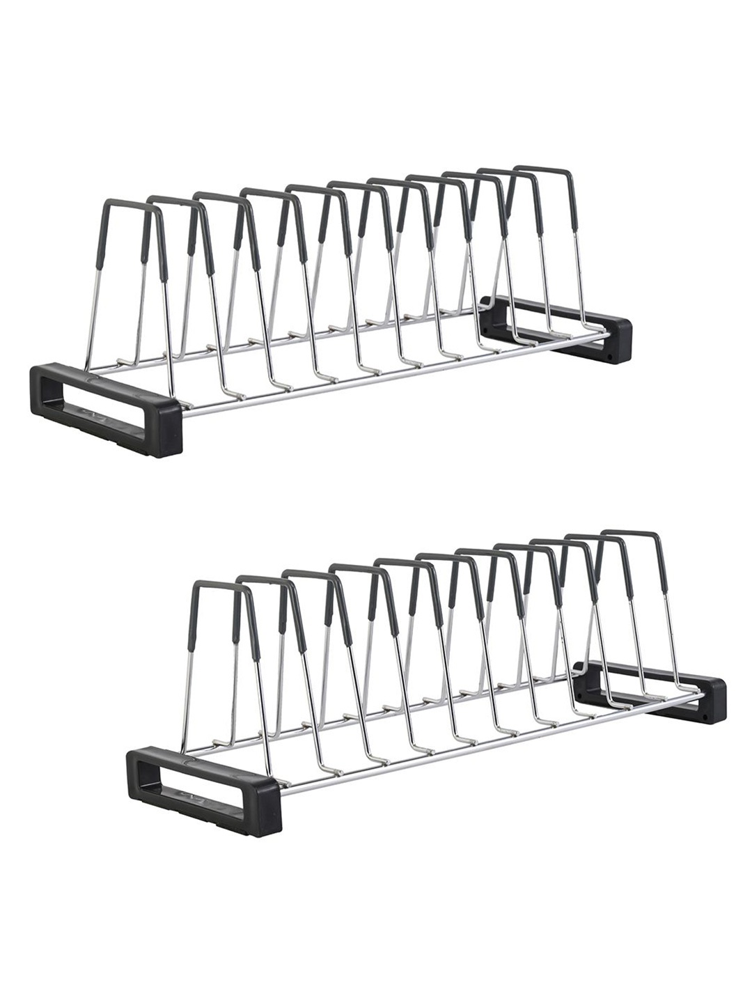 

Kuber Industries 2-Pcs Black Stainless Steel Dish Rack, Silver