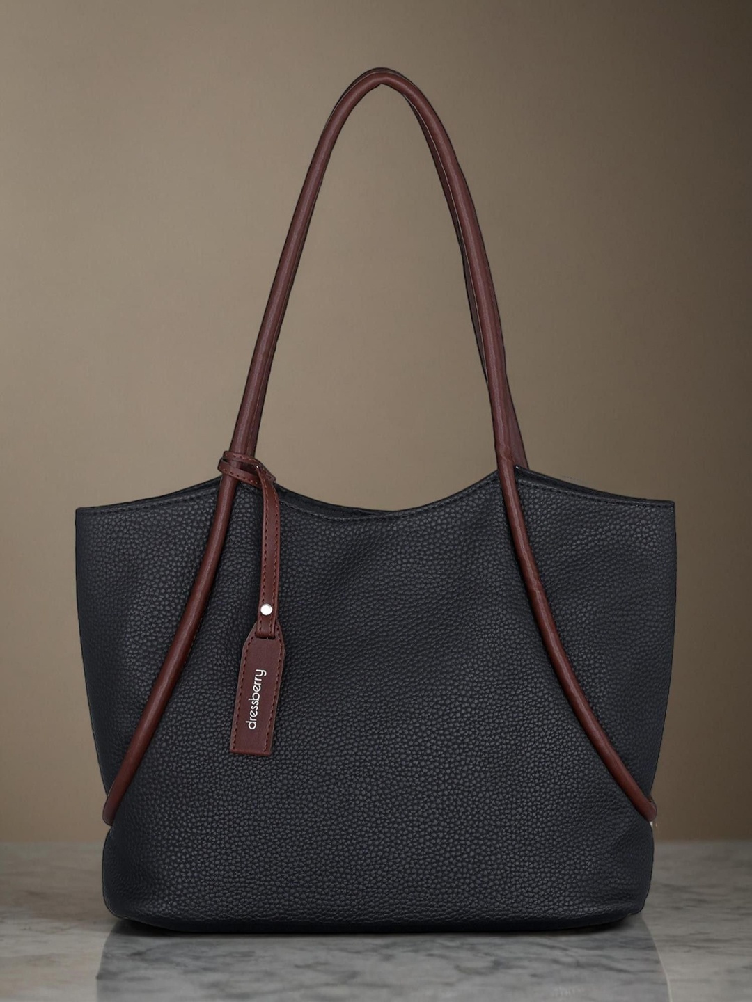 

DressBerry Textured Structured Shoulder Bag, Black
