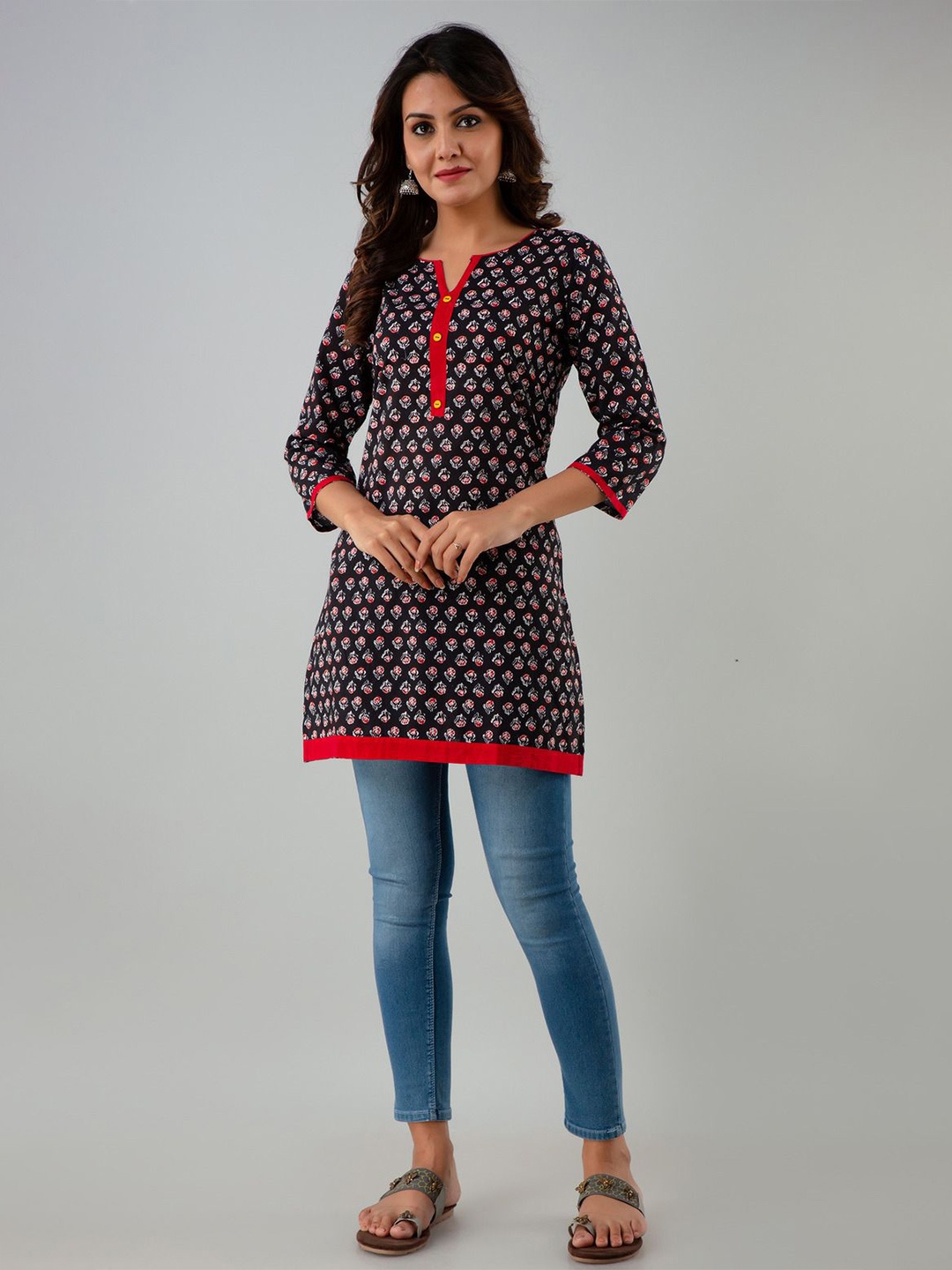 

Anouk Women Ethnic Motifs Printed Pure Cotton Kurti, Black