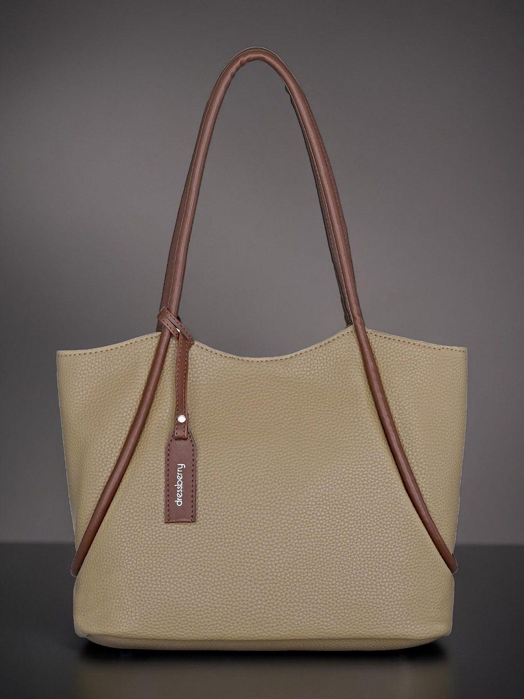 

DressBerry Textured Structured Shoulder Bag, Tan