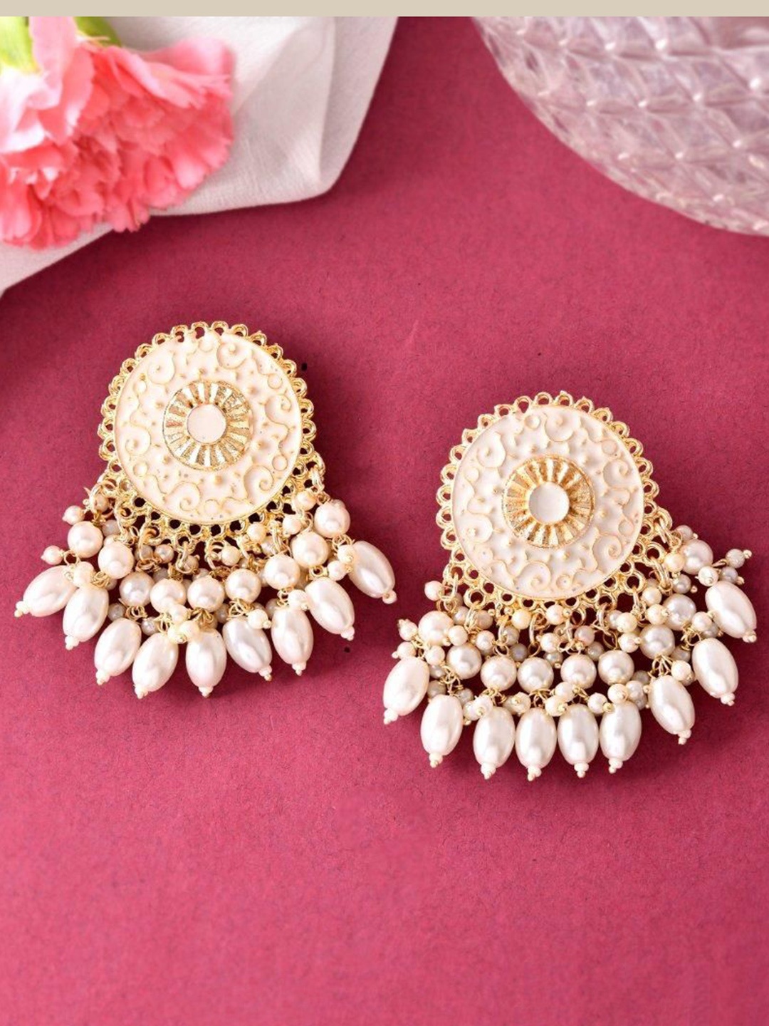

VOJ Gold Plated Stainless Steel Artificial Beads Chandbalis