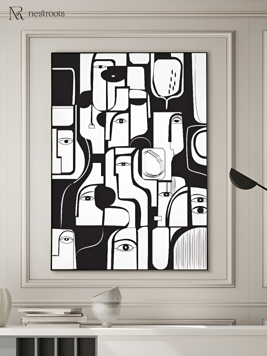 

nestroots Black & White Canvas Abstract Wall Art