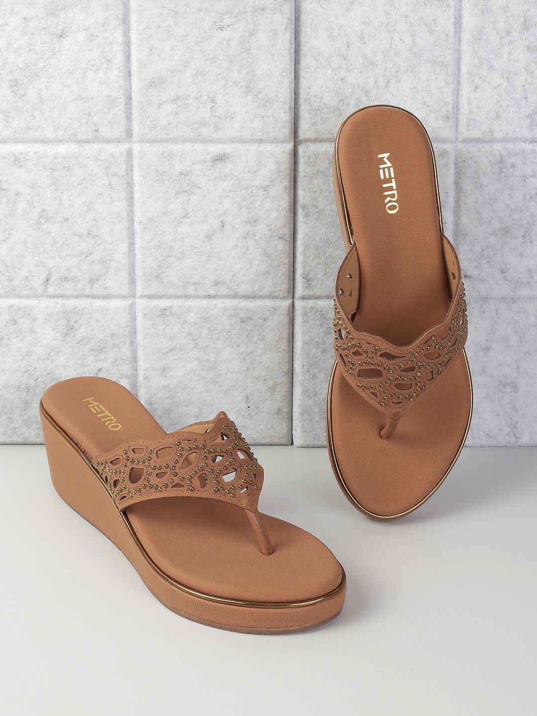 

Metro Synthetic Wedge Heel Sandals, Tan