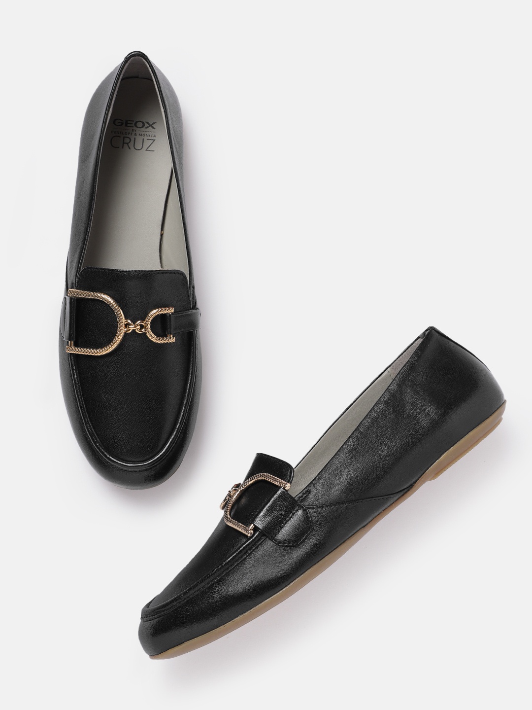 

Geox Women Leather Horsebit Loafers, Black