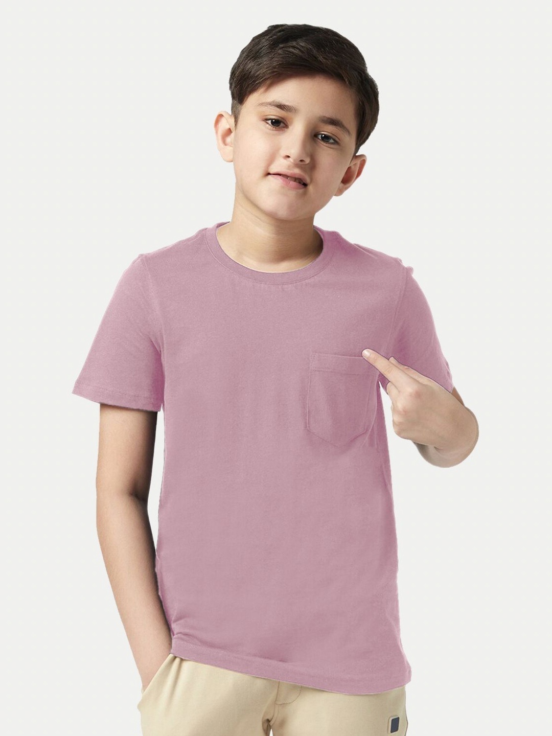 

BAESD Boys Striped Round Neck Cotton T-shirt, Pink