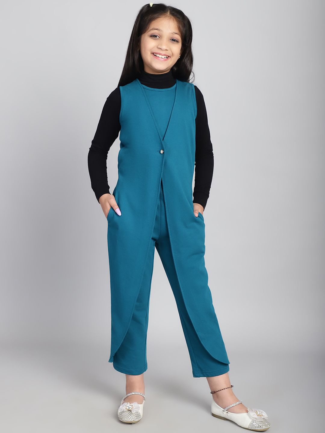 

Baawri Girls Cotton Basic Jumpsuit, Blue