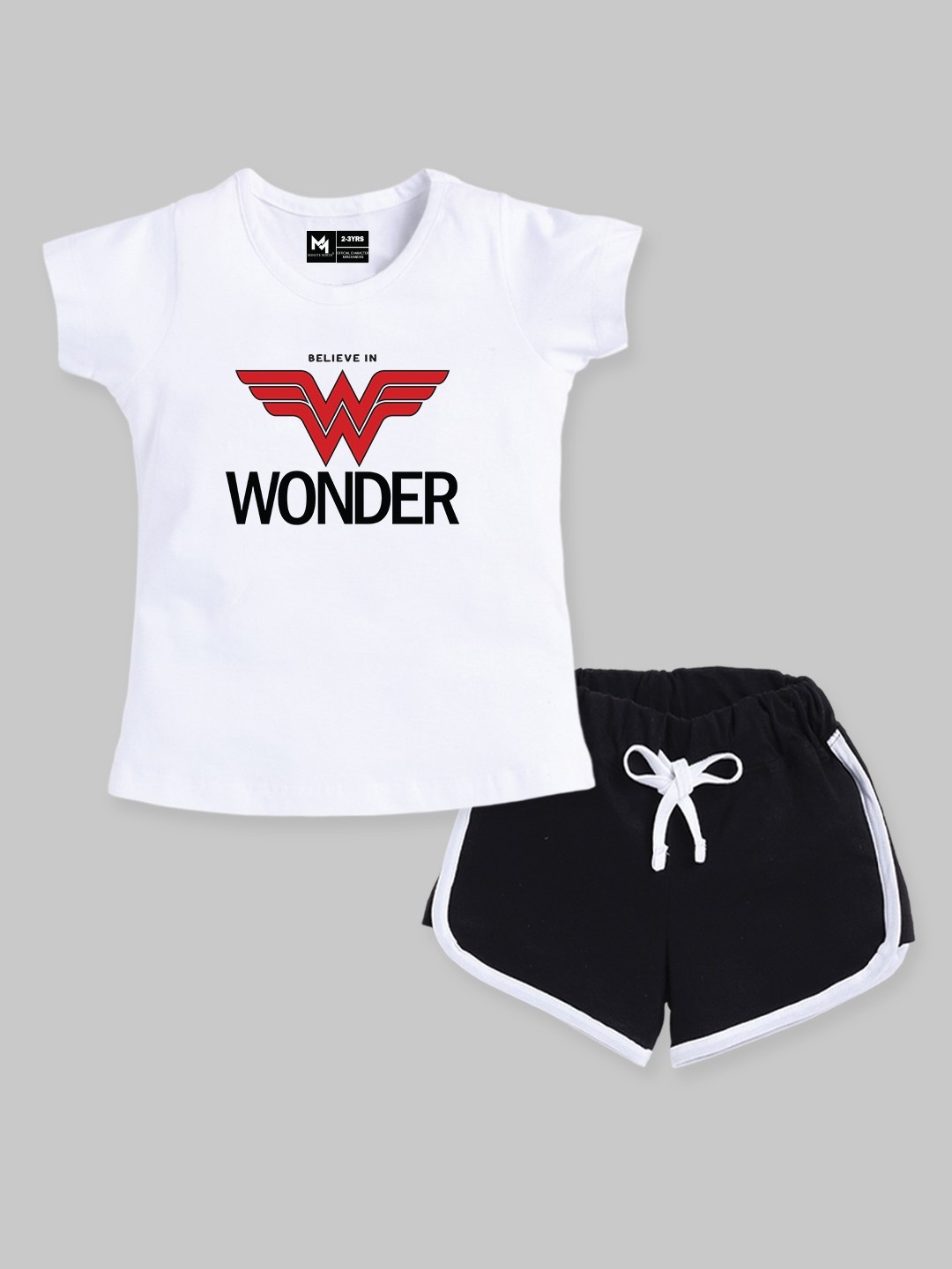 

YK X Minute Mirth Infant Girls Printed Pure Cotton Tshirt with Shorts, White
