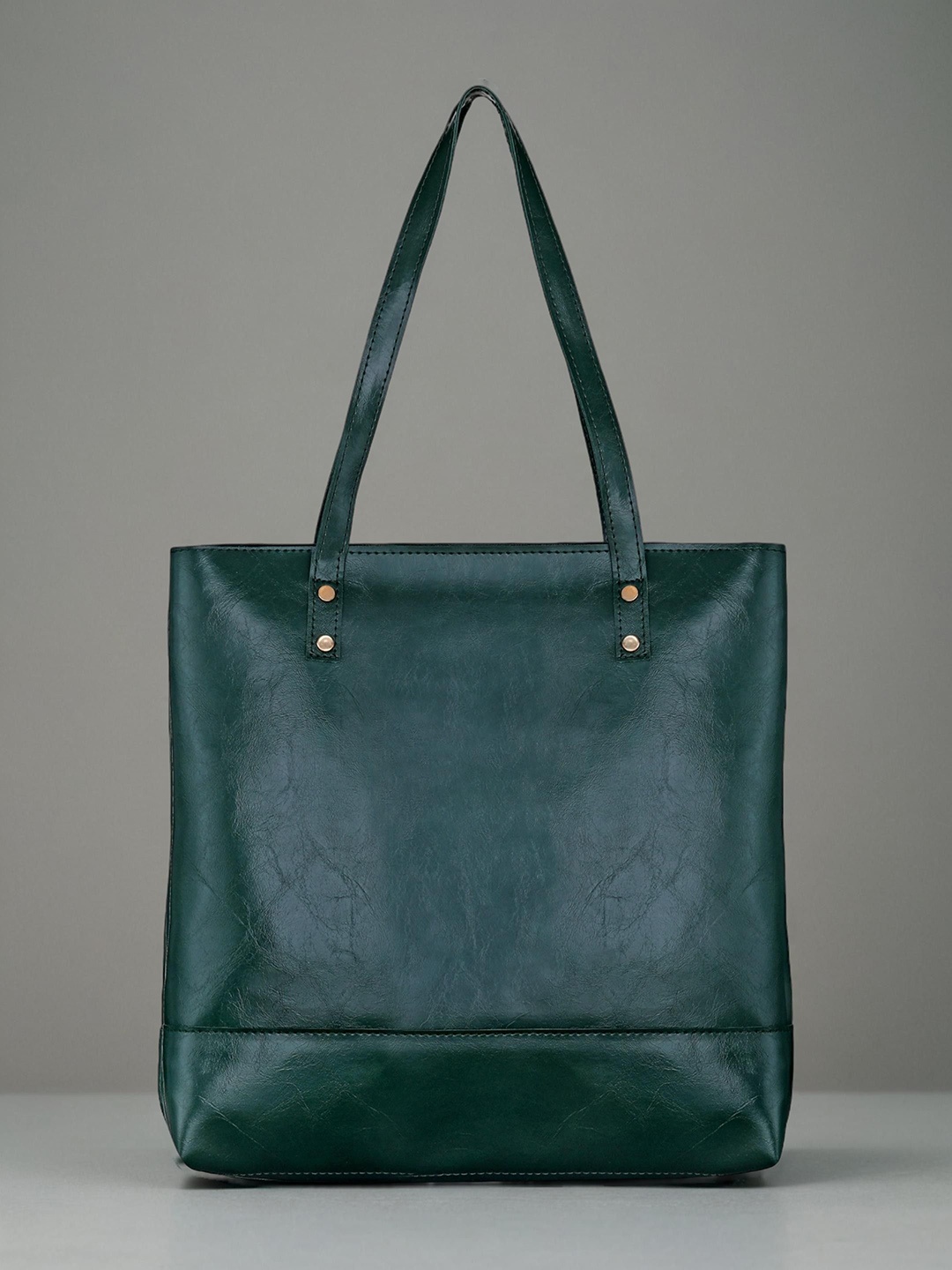 

DressBerry PU Oversized Structured Tote Bag with Tasselled, Green