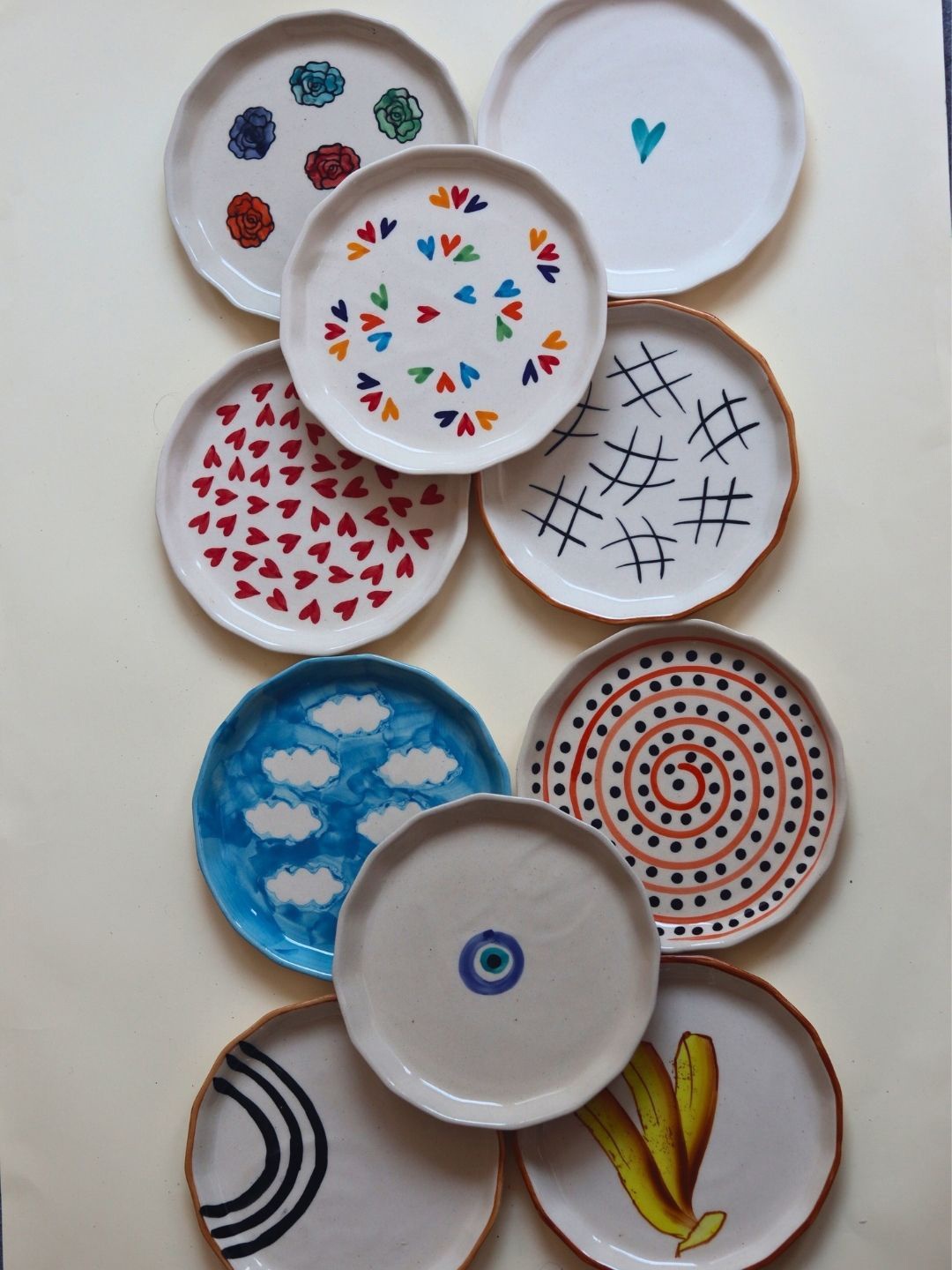 

WEAVING HOMES Brown & Blue 10 Pieces Printed Glossy Ceramic Serving Plates