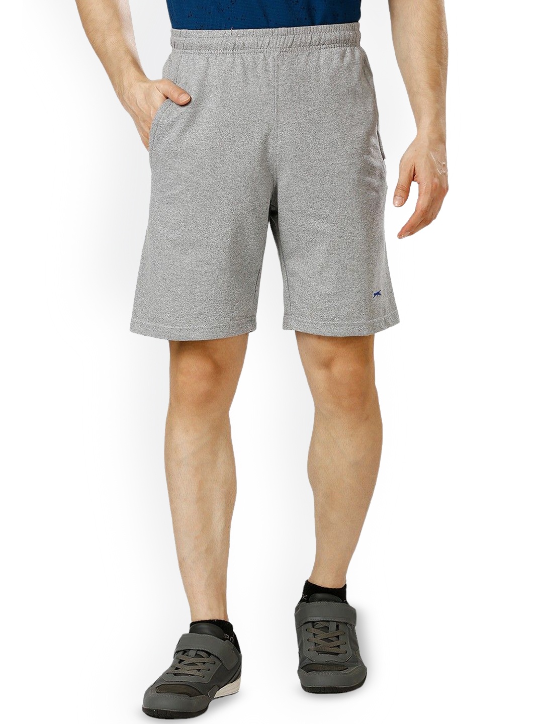 

Black Panther Men Mid-Rise Training or Gym Sports Shorts, Grey melange