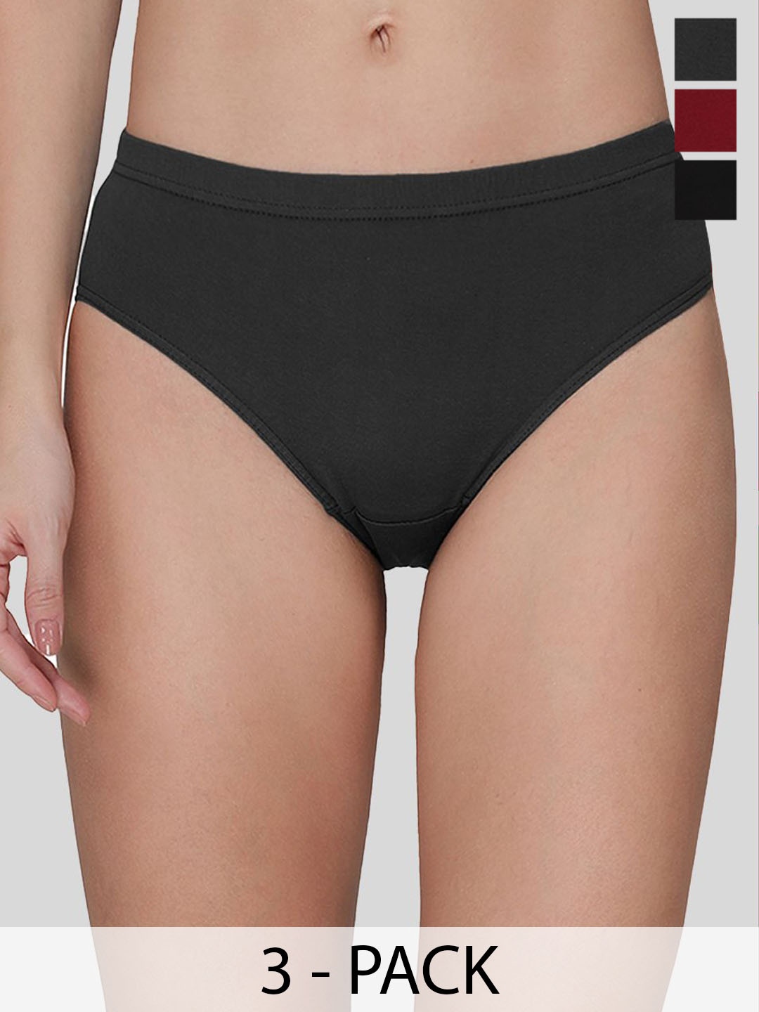 

AMUL COMFY Pack Of 3 Pure Cotton Hipster Briefs AC-PLPANIE-BK-CE-EG-S-3PC, Red