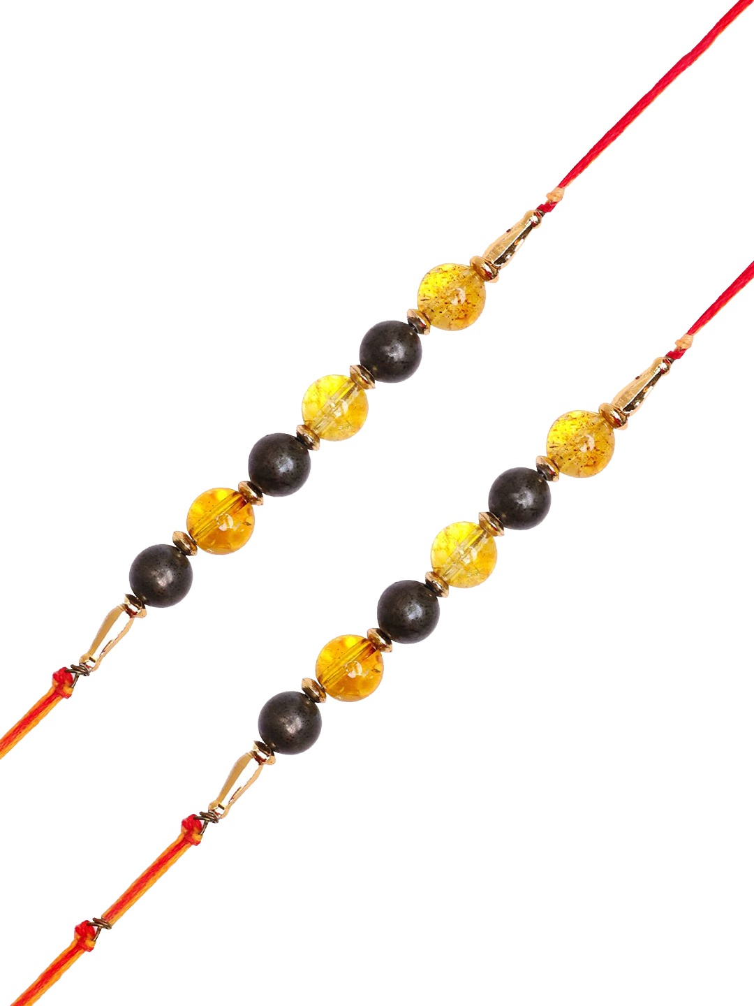 

Shubhanjali Set of 2 Beaded Thread Rakhis With Roli Chawal & Greeting Card, Red