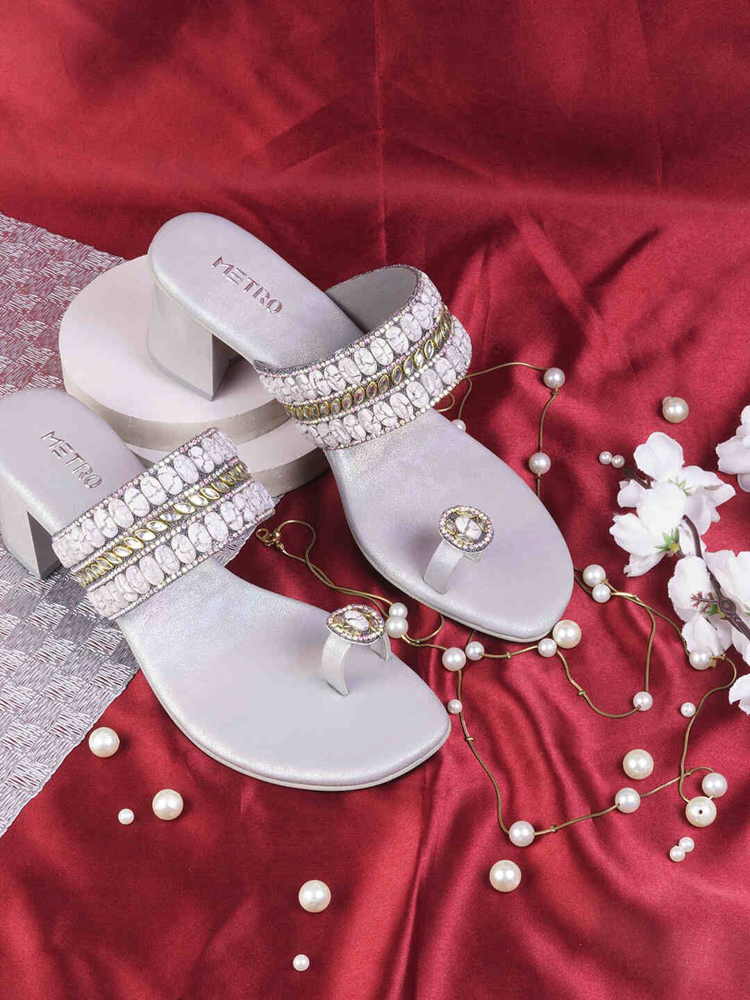 

Metro Embellished Block Heel Sandals, Grey