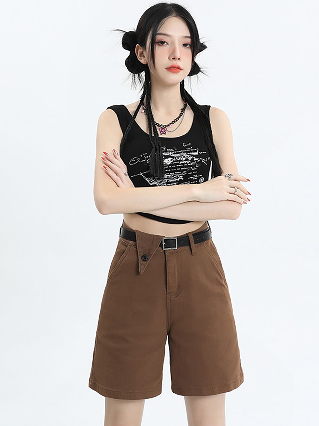 

StyleCast x Revolte Women Mid-Rise Chino Shorts, Brown