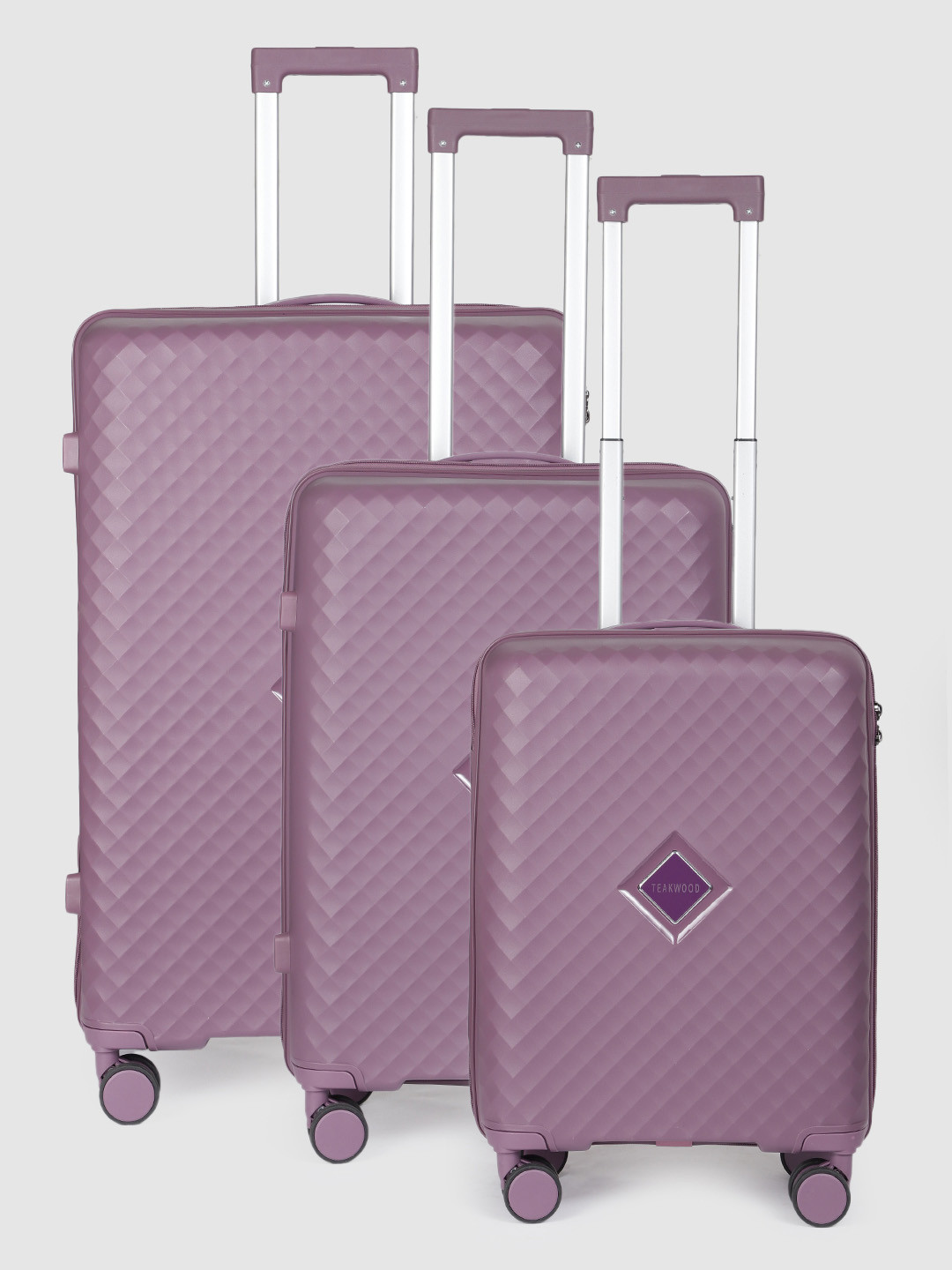 

Teakwood Leathers SQUARE textured Set of 3 Hard Sided Trolley Bag 191L, Purple