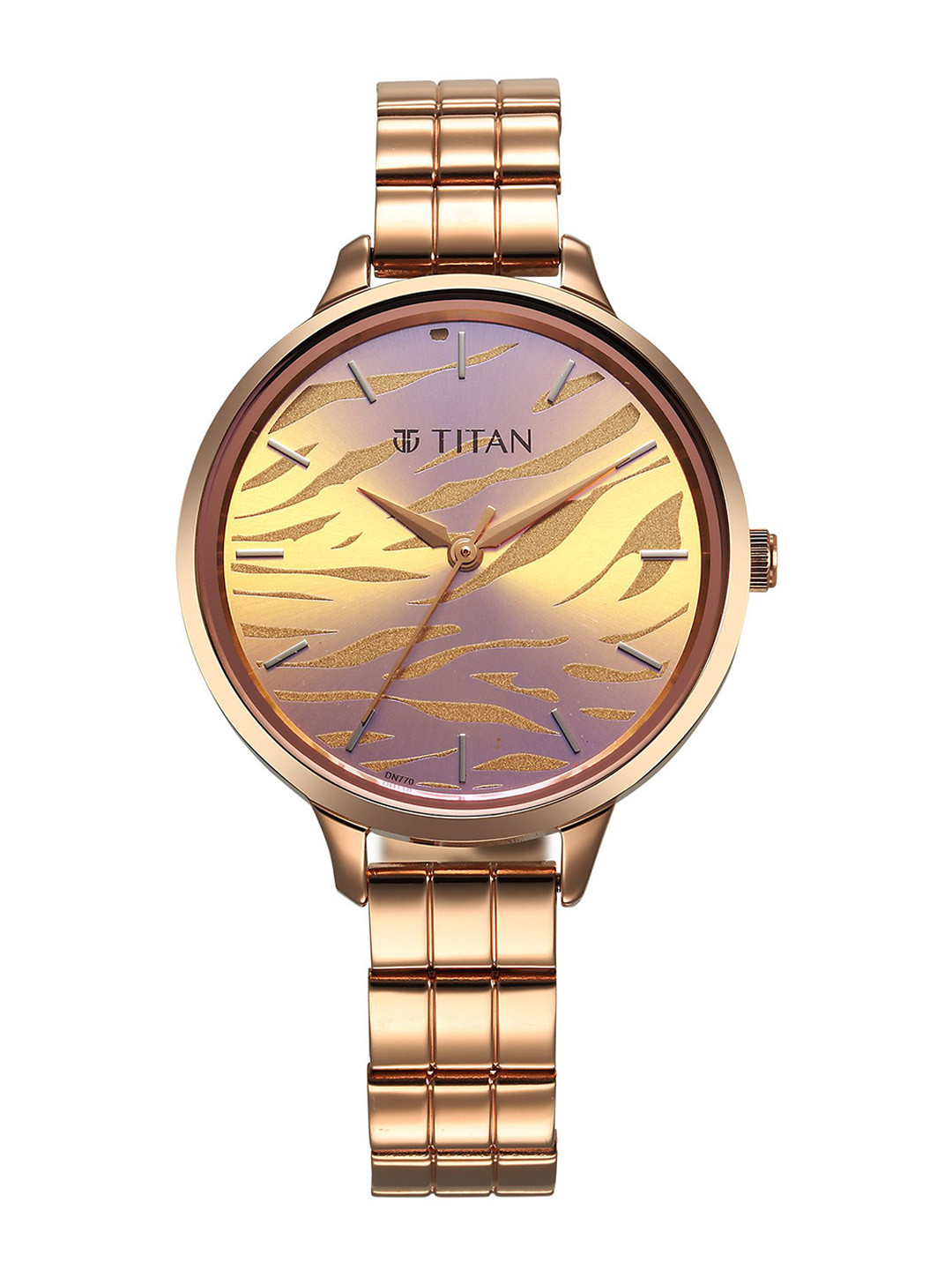 

Titan Women Printed Dial & Stainless Steel Straps Analogue Watch 2703WM01, Rose gold