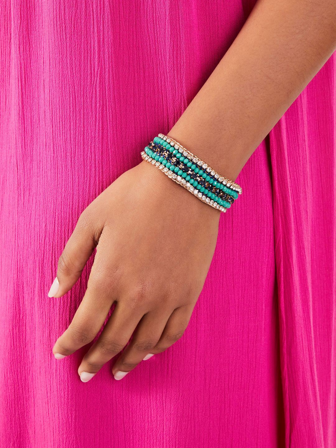 

Accessorize Beaded Clasp Link Bracelet, Blue