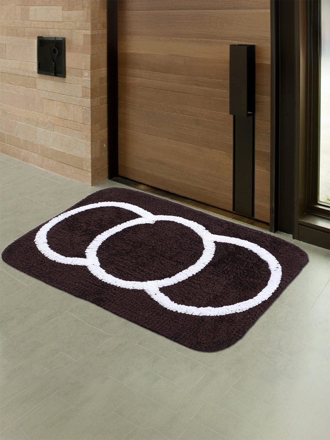 

Kuber Industries Brown & Grey 4 Pieces Microfiber Anti Slip Super Soft Door Mats
