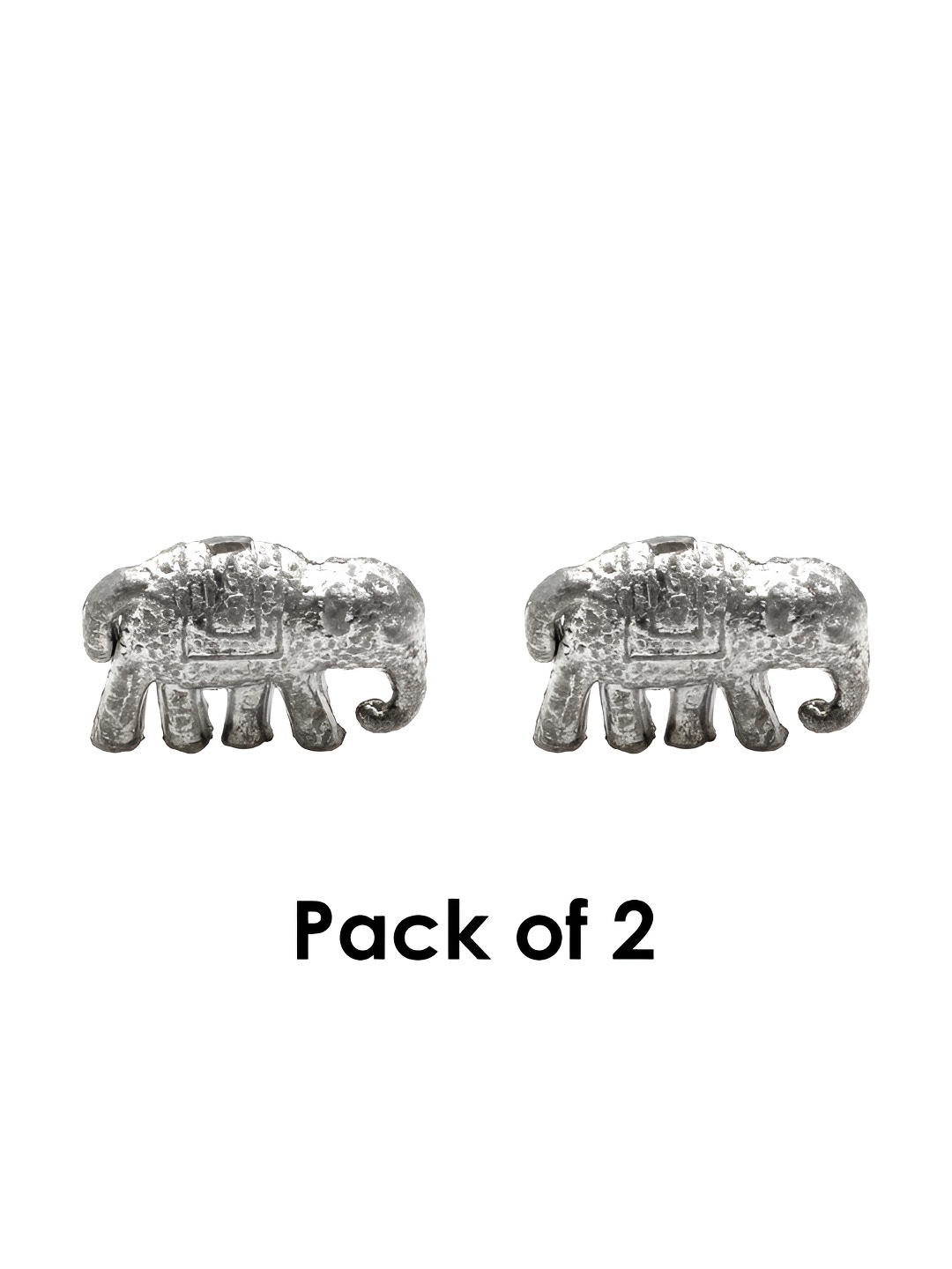 

DOKCHAN Silver Toned 2 Pieces Textured Elephants