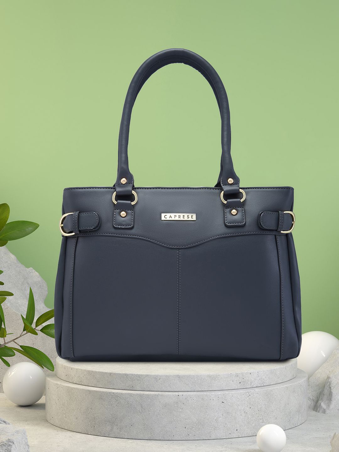 

Caprese PU Structured Handheld Bag with Applique, Grey