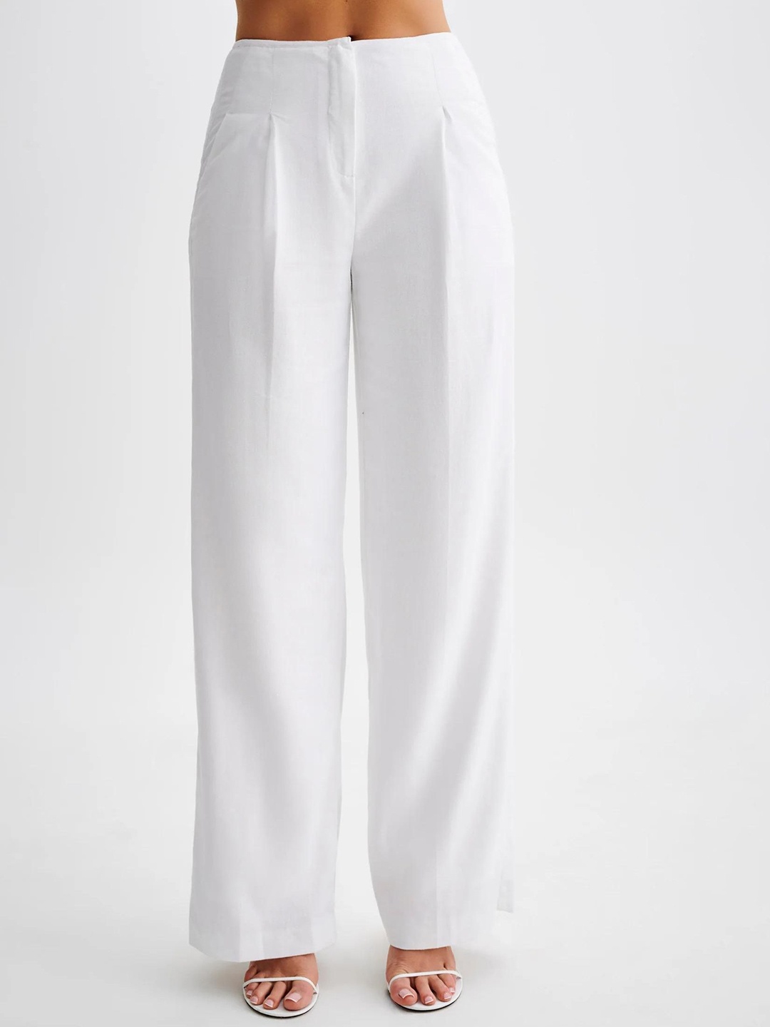 

Bee Boe Women Straight Fit High-Rise Parallel Trousers, White