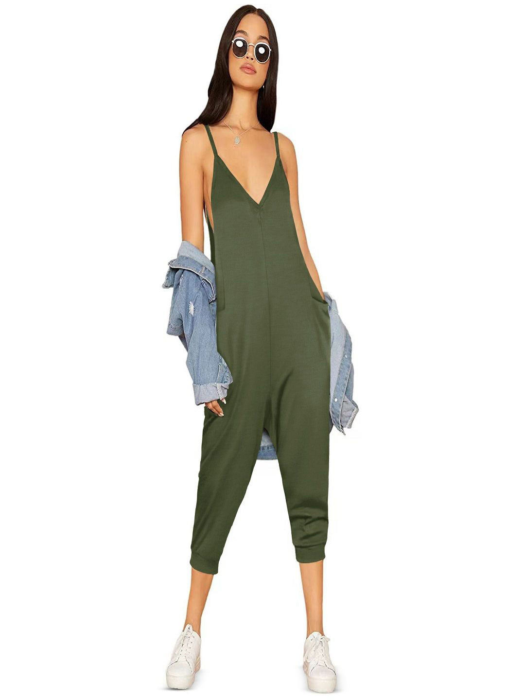 

StyleCast Women Shoulder Straps Playsuit, Olive
