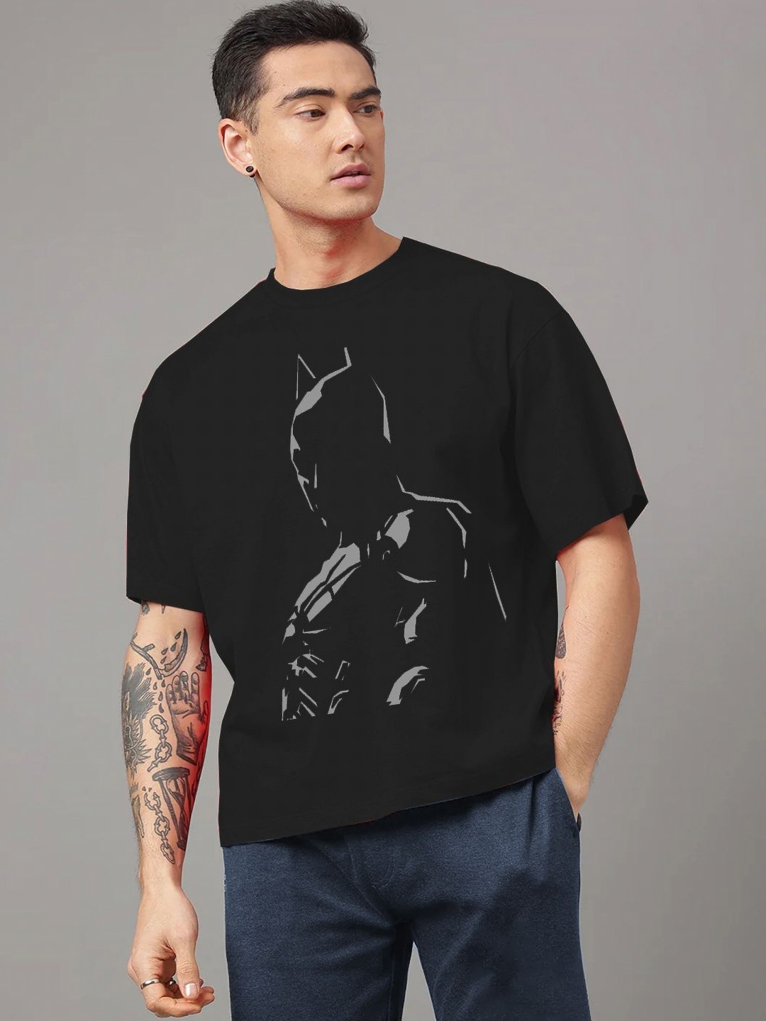 

CLAFOUTIS Men Graphic Printed Round Neck Cotton Relaxed Fit T-Shirt, Black