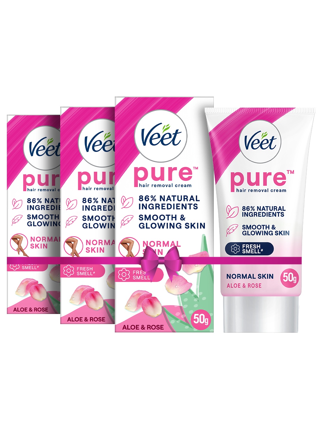 

Veet Set of 3 Pure Hair Removal Cream for Normal Skin - 50g each, Pink