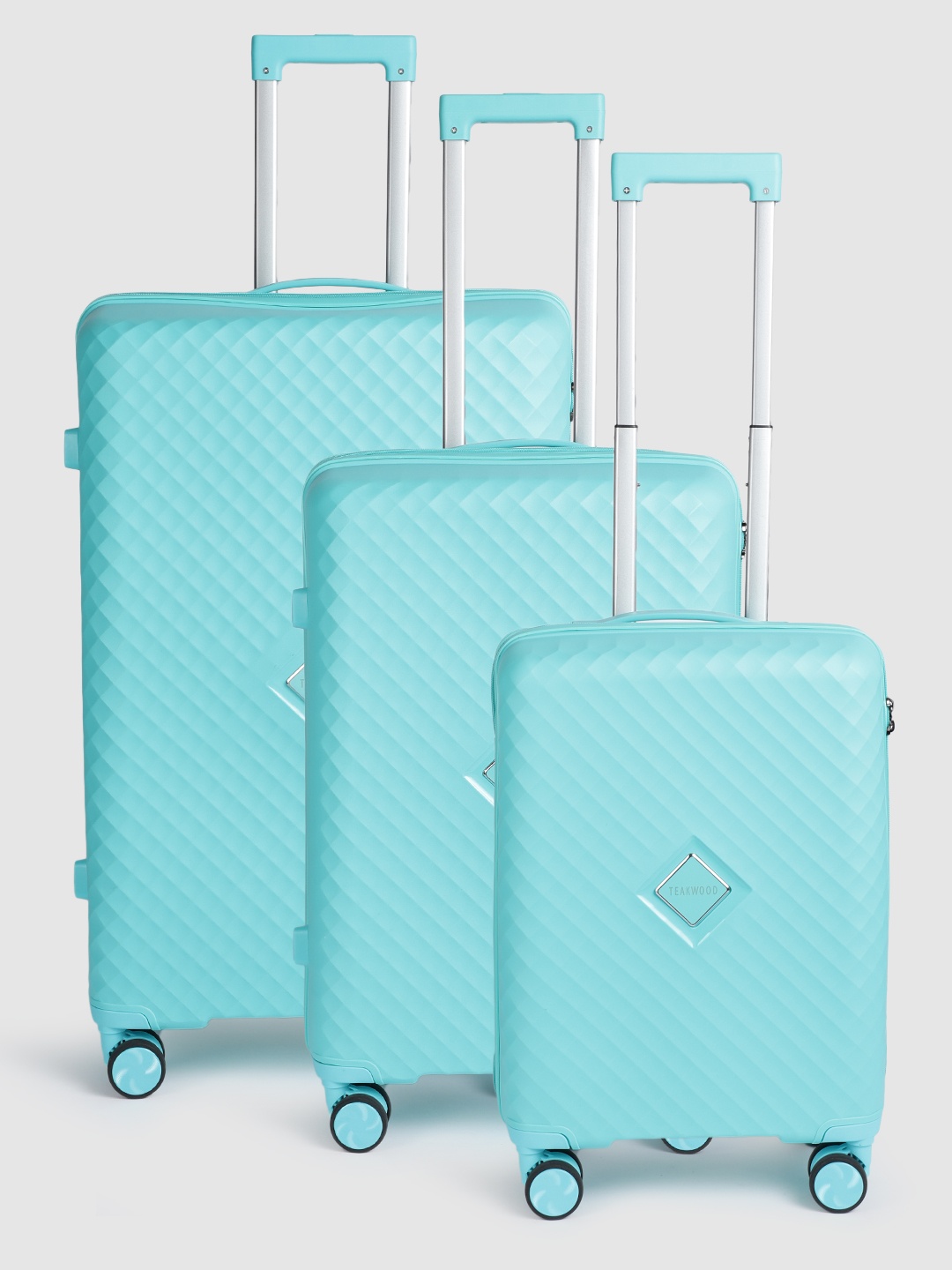 

Teakwood Leathers Square Set of 3 Hard Textured Trolley Bag- 191L, Blue