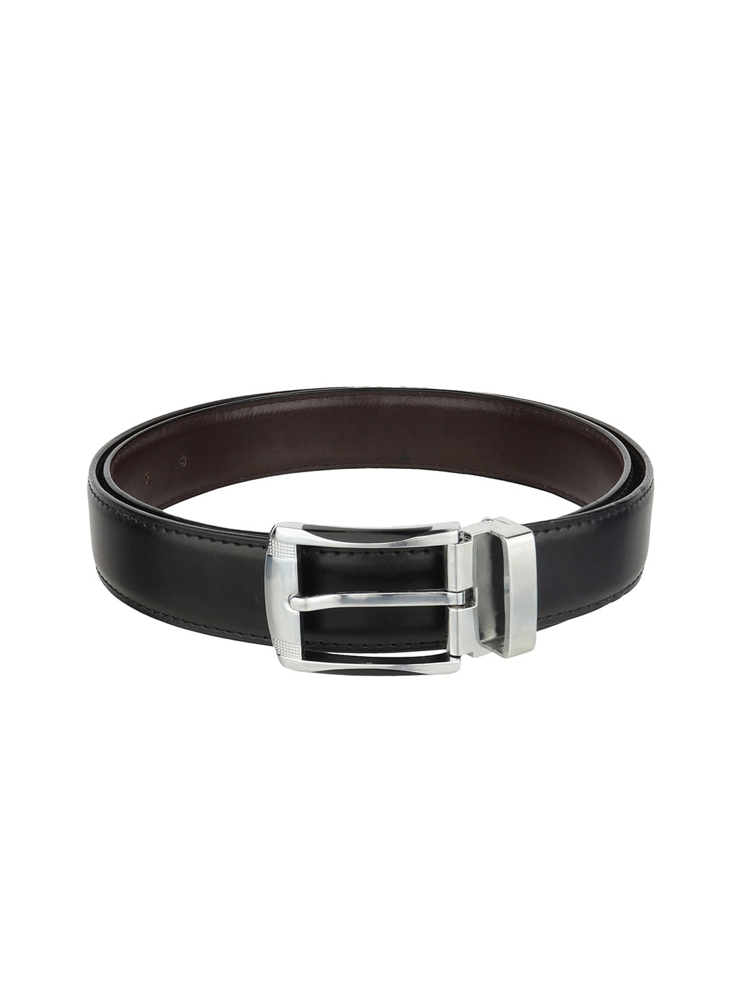 

WINSOME DEAL Men Tang Closure Textured Formal Belt, Black