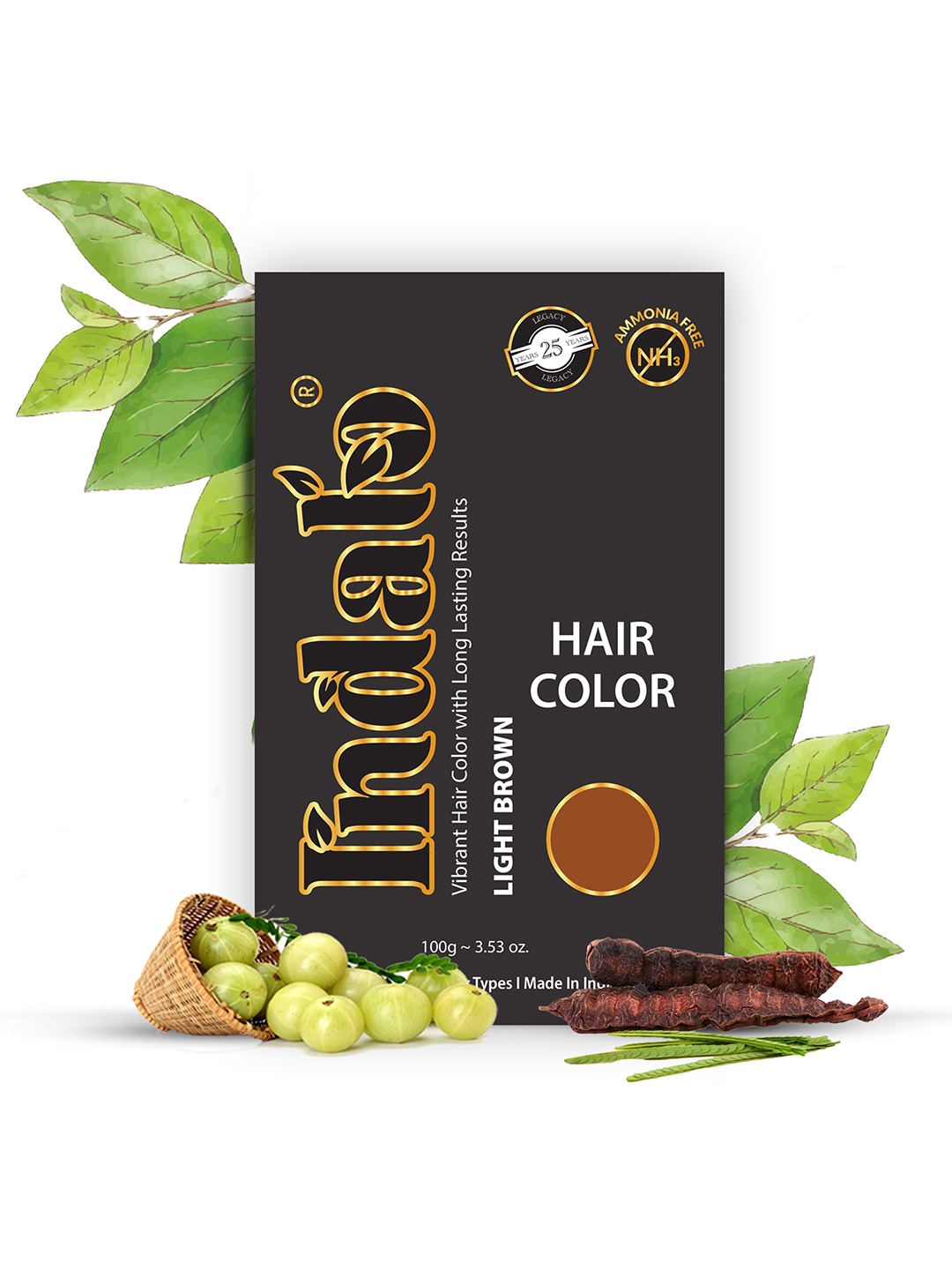 

INDALO Set of 2 Ammonia-Free Vibrant Hair Color- Natural Ingredients 100g Each-Light Brown