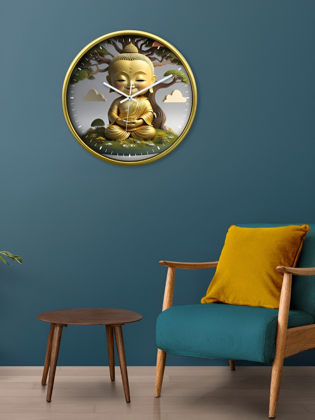 

OLIVE TREE Gold-Toned & Grey Printed Analogue Contemporary Wall Clock